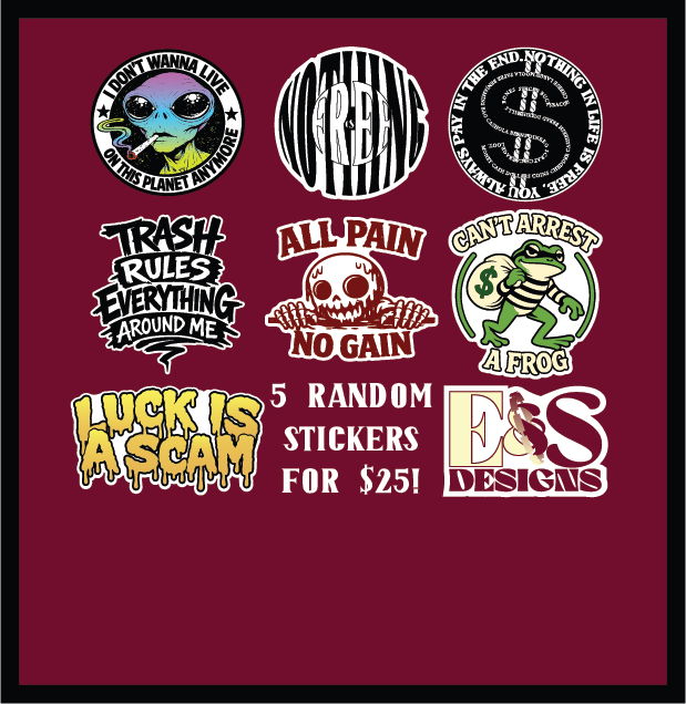 5 PACK RANDOM STICKERS 4x4 Laminated Full Color Sticker – E&S Designs